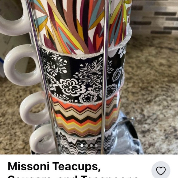 Missoni teacups coffee cups with saucers espresso stacking mug set - Picture 3 of 6